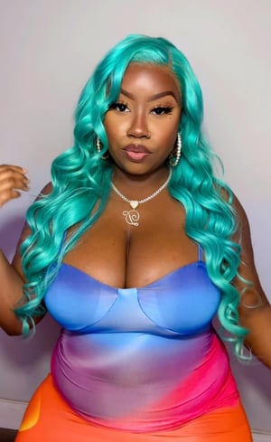 Image of Teal 13x5 Lace Front Wig in 26”
