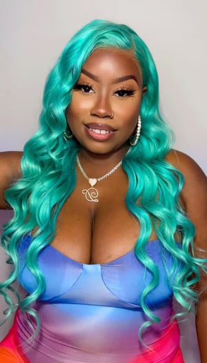 Image of Teal 13x5 Lace Front Wig in 26”