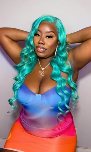 Image of Teal 13x5 Lace Front Wig in 26”
