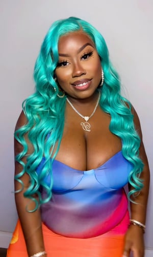 Image of Teal 13x5 Lace Front Wig in 26”