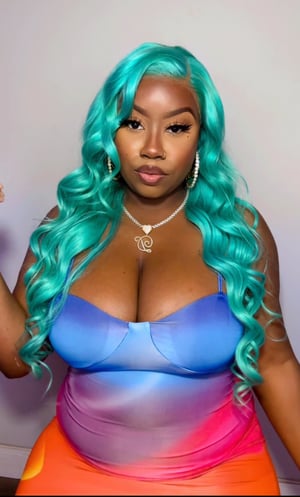 Image of Teal 13x5 Lace Front Wig in 26”