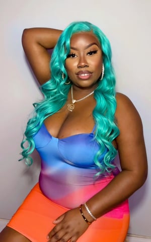 Image of Teal 13x5 Lace Front Wig in 26”