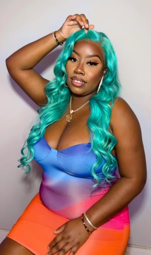 Image of Teal 13x5 Lace Front Wig in 26”