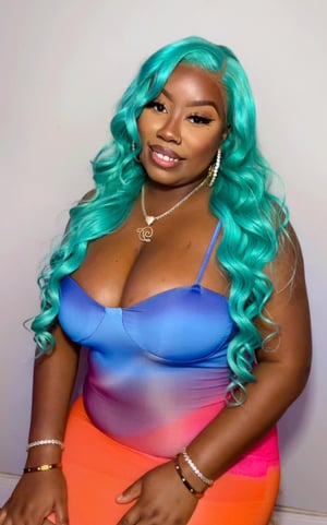 Image of Teal 13x5 Lace Front Wig in 26”
