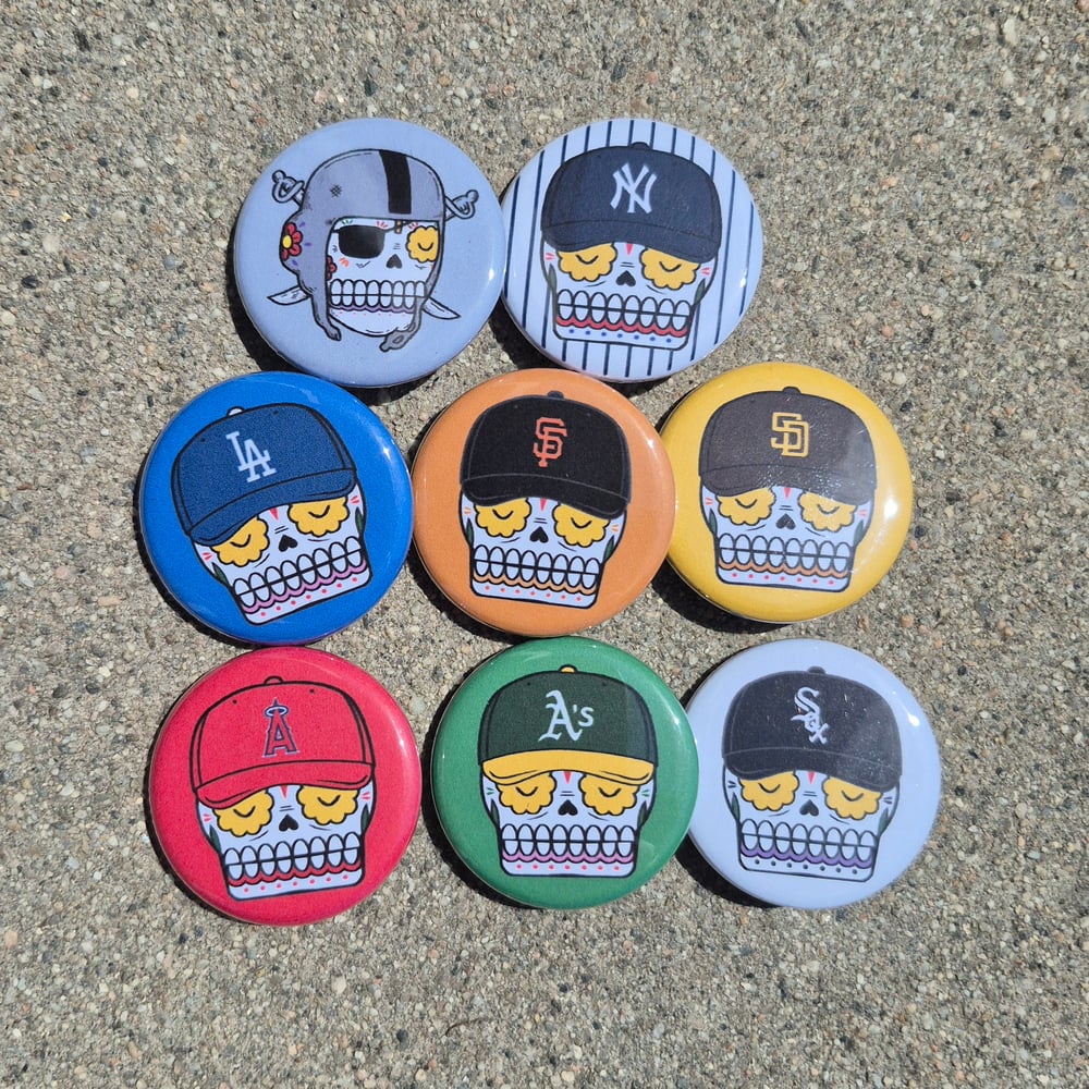 (2)Sports 1.25" Pinback Buttons of your choice