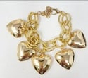 🌸Gold Heart Necklace With Stud Earrings Set & Bracelet 