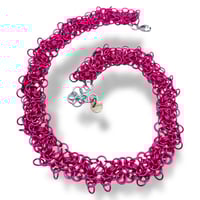 Image 3 of LUCID BRAID HYPERPINK 𒌐 Intricate Chainmail Necklace ✧ Anodized Alluminium Edition ✧