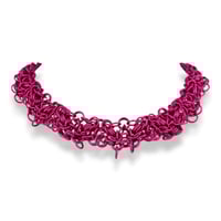 Image 1 of LUCID BRAID HYPERPINK 𒌐 Intricate Chainmail Necklace ✧ Anodized Alluminium Edition ✧