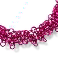Image 4 of LUCID BRAID HYPERPINK 𒌐 Intricate Chainmail Necklace ✧ Anodized Alluminium Edition ✧