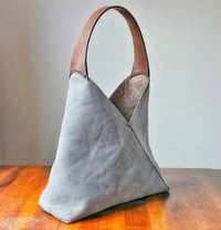 Image 1 of Gray Leather Slouch Tote Bag