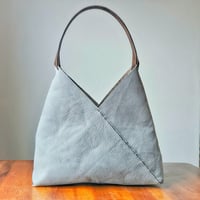 Image 2 of Gray Leather Slouch Tote Bag