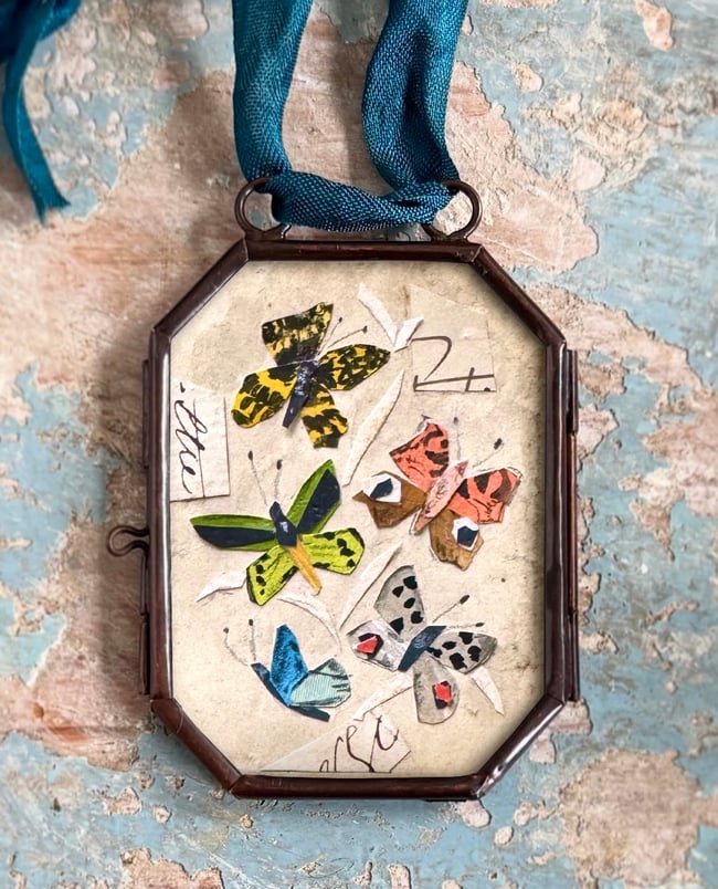 Butterfly Waltz ~ giclée print in locket, lg.