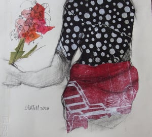 Image of Mixed media figurative, 'Figure with Grevillea'