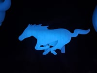 Image 1 of Glow in the Dark Hitch Cover - White Ford Racing Pony - Glows Blue!