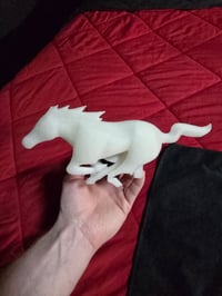 Image 4 of Glow in the Dark Hitch Cover - White Ford Racing Pony - Glows Blue!