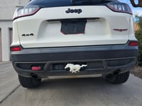 Image 2 of Glow in the Dark Hitch Cover - White Ford Racing Pony - Glows Blue!