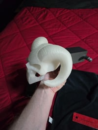 Image 4 of Glow in the Dark Hitch Cover - White Dodge Ram Skull - Glows Blue!