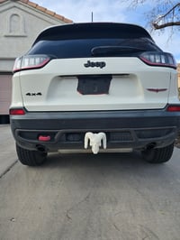 Image 1 of Glow in the Dark Hitch Cover - White Dodge Ram Skull - Glows Blue!