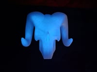 Image 2 of Glow in the Dark Hitch Cover - White Dodge Ram Skull - Glows Blue!