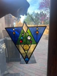 Image 1 of 🌌 Astral Code – Stained Glass Panel with Sacred Geometry Inspiration 🔮