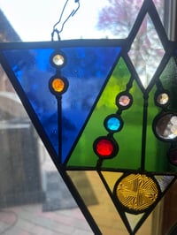 Image 3 of 🌌 Astral Code – Stained Glass Panel with Sacred Geometry Inspiration 🔮