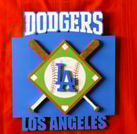 Image 1 of Los Angeles Dodgers Hand Crafted MLB 3D Wooden Team Logo Wall Hanging Artwork 2
