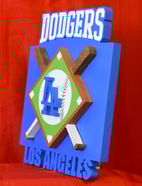 Image 2 of Los Angeles Dodgers Hand Crafted MLB 3D Wooden Team Logo Wall Hanging Artwork 2