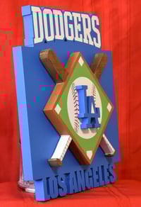 Image 3 of Los Angeles Dodgers Hand Crafted MLB 3D Wooden Team Logo Wall Hanging Artwork 2