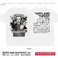Maryland Deathfest XX (2025) White T-shirt Design #3 (Poe) (pre-order)