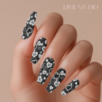 Image 1 of BLACK AIRBRUSH HEART NAIL WRAPS