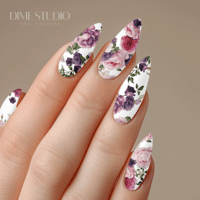 Image 1 of CLEAR SPRING PURPLE PEONY NAIL DECALS 