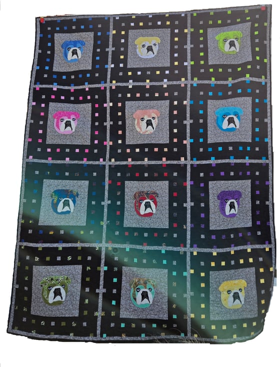 Image of Donate for your chance to own this Bulldog Applique Quilt  Designed by Sewn2Save