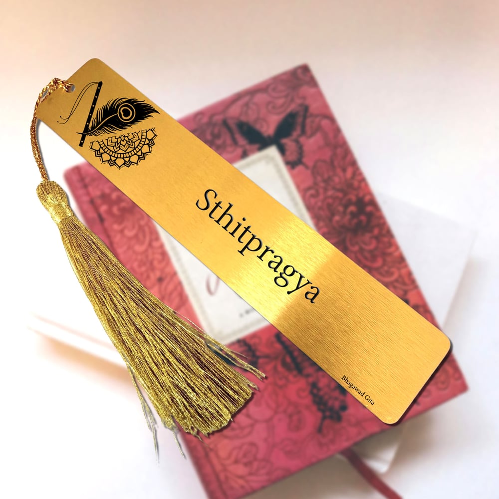 Image of Sthitpragya / स्थितप्रज्ञ . Shri Bhagawad Gita Bookmarker Merch & Gift.