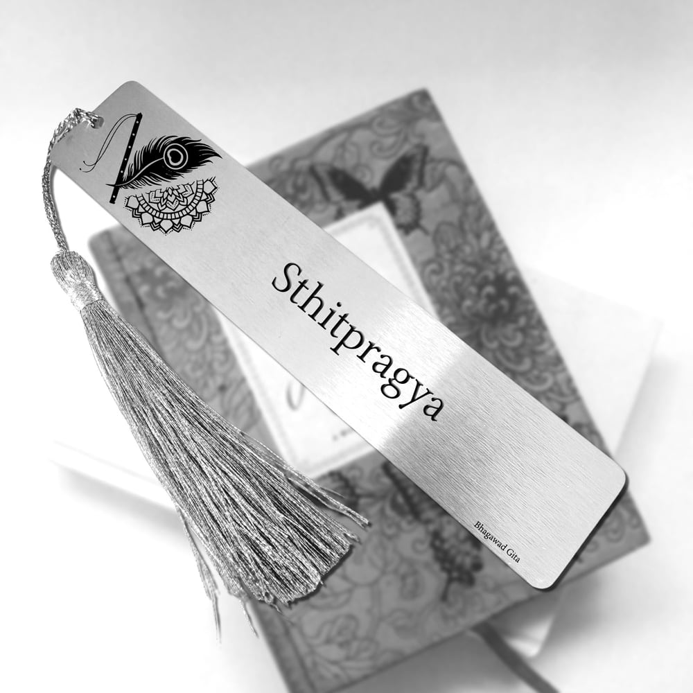Image of Sthitpragya / स्थितप्रज्ञ . Shri Bhagawad Gita Bookmarker Merch & Gift.