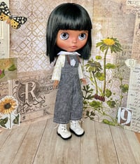 Image 2 of Nineteen zero six Andie  linen dungarees in black - yellow blouse
