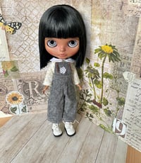 Image 4 of Nineteen zero six Andie  linen dungarees in black - yellow blouse