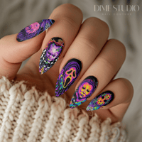 Image 1 of SLASHER CREW 2 NEON RETRO STYLE NAIL DECALS
