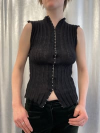 Image 2 of Ribbed Mohair Knit Top With hooks closing 