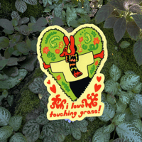 Image 1 of I <3 touching grass sticker