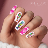 Image 1 of THE PINK GRINCH NUTCRACKER NAIL DECALS 