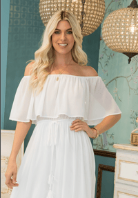Image 2 of WHITE OFF THE SHOULDER MAXI DRESS 