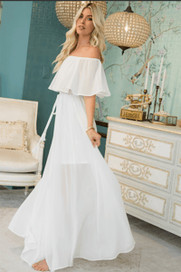 Image 3 of WHITE OFF THE SHOULDER MAXI DRESS 