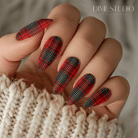 Image 1 of RED CHRISTMAS PLAID TARTAN NAIL DECALS 