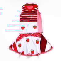 Image 1 of strawberry patchwork 6 6/7 tank sleeveless skirt set courtneycourtney red polka dots stripe berries