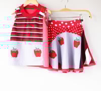 Image 2 of strawberry patchwork 6 6/7 tank sleeveless skirt set courtneycourtney red polka dots stripe berries