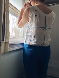 Image 2 of Vintage white and indigo ‘Char blouse No 2’  size Medium