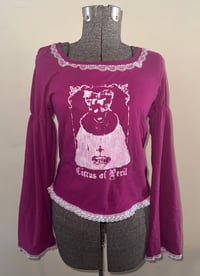 Image 1 of közi long-sleeve cutsew (fuchsia x white)