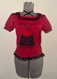 Image 1 of közi short-sleeve cutsew (red x black)