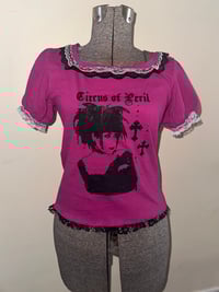 Image 1 of mana short-sleeve cutsew (fuchsia x black x white)