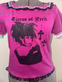 Image 3 of mana short-sleeve cutsew (fuchsia x black x white)